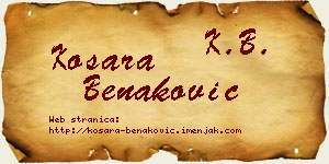 Kosara Benaković vizit kartica